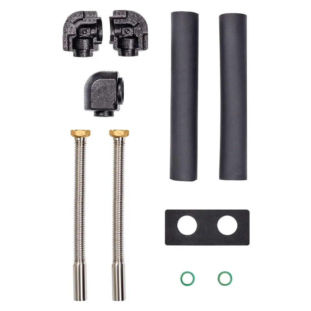 Anschlussset von Vaillant mit Verbindungsteilen, Schläuchen, Dichtungen und Schrauben für flexible Installation im Wärmepumpenkreis.
